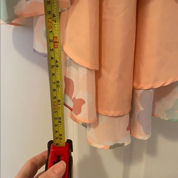 NWT. Anthropologie Peach Floral High Low Dress - Picture 5 of 12